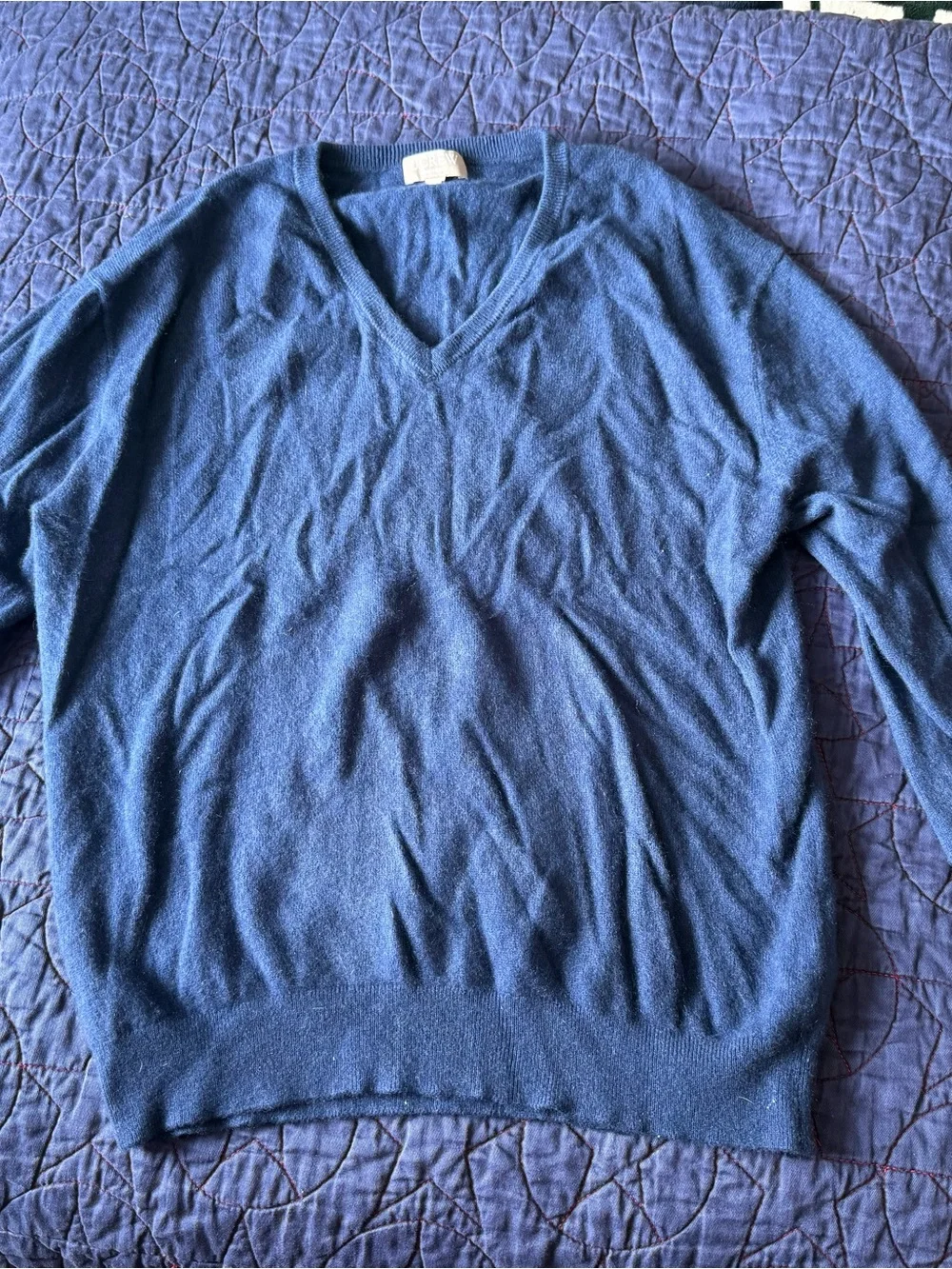 J. Crew 100% Cashmere Navy Relaxed V-Neck Sweater Small